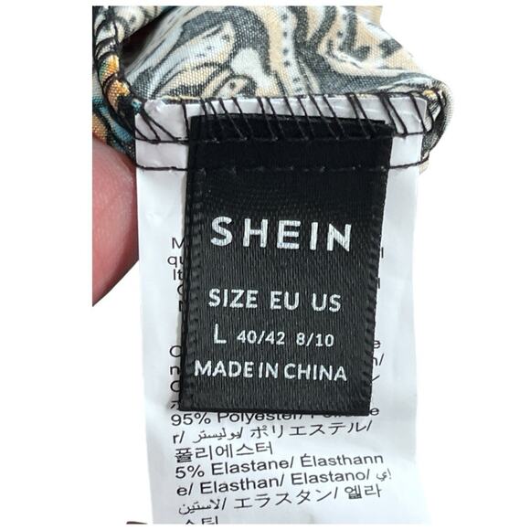 Handkerchief Hem Smocked High Waist Multicolor Paisley Maxi Skirt Size L Boho - Picture 5 of 9